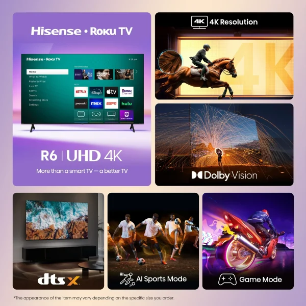 Hisense 58" Class 4K UHD LED LCD Roku Smart TV HDR R6 Series 58R6E3 - Image 2