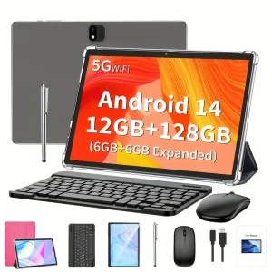 RELNDOO 10 Inch Android 14 Tablet with Dual Cameras, 8GB RAM + 64GB Storage, WiFi, Touch Screen